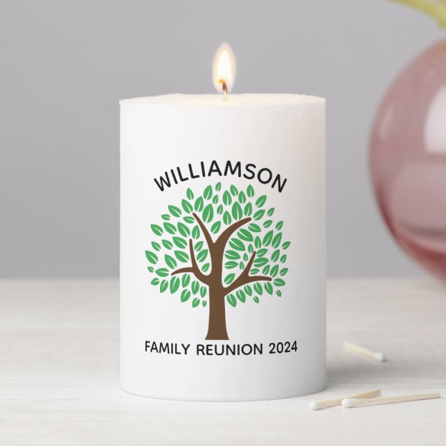 Family Tree Custom Reunion Keepsake Gift Pillar Candle (In Situ)