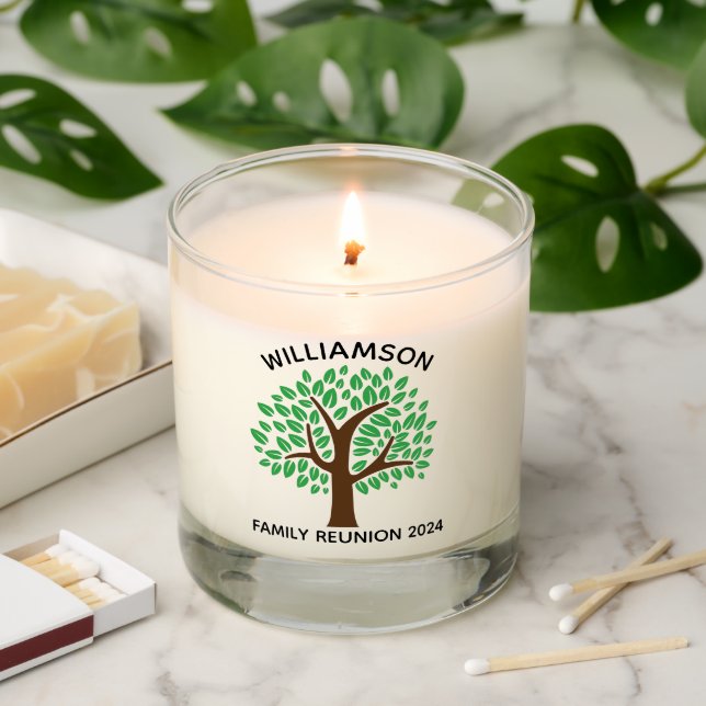 Family Tree Custom Reunion Keepsake Gift Scented Candle (Lit)