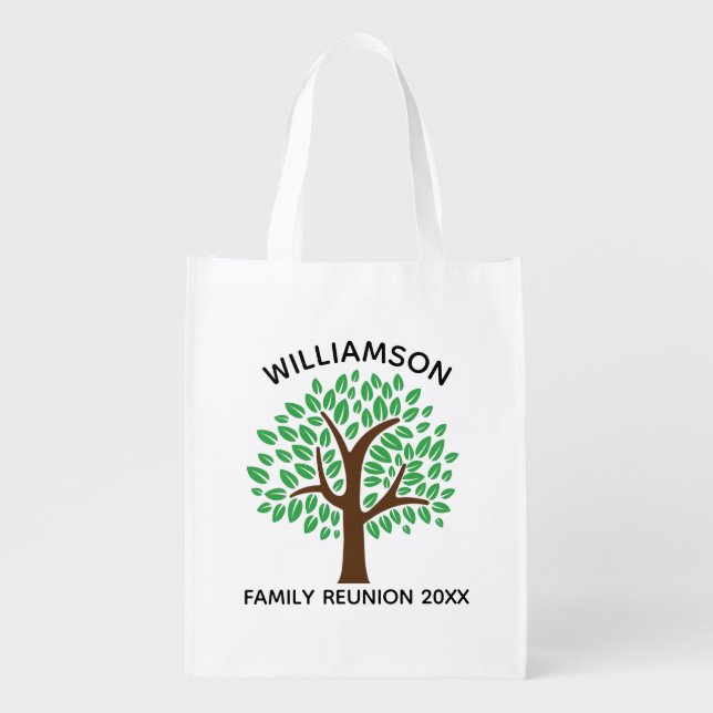 Family Tree Cute Custom Reunion Party Grocery Bag (Front)