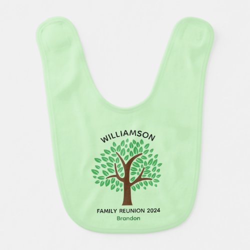 Family Tree Cute Customizable Green Baby Bib