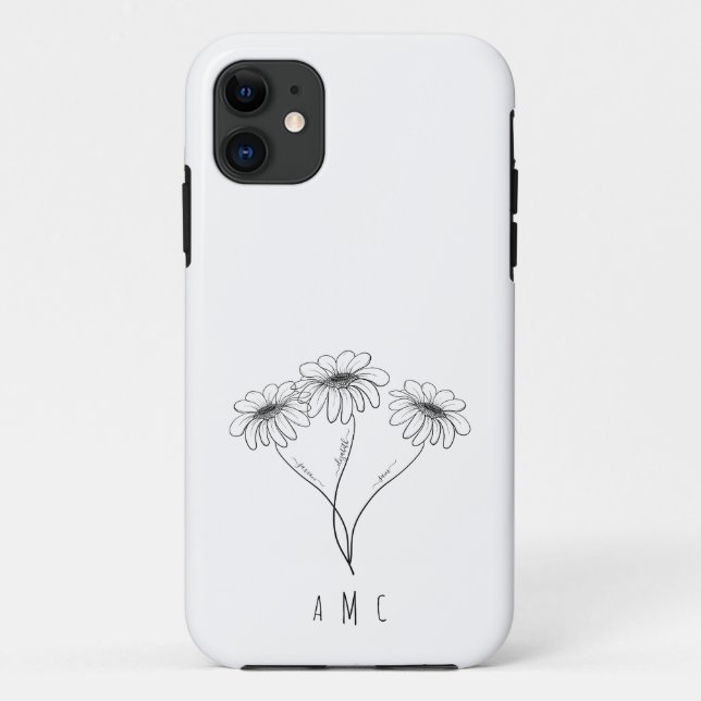 Family Tree Daisies Custom Child Names Monogram Case-Mate iPhone Case (Back)