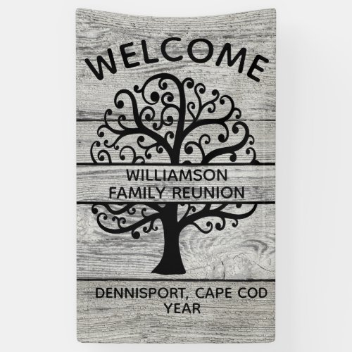 Family Tree Family Reunion Black Modern Drawing Banner