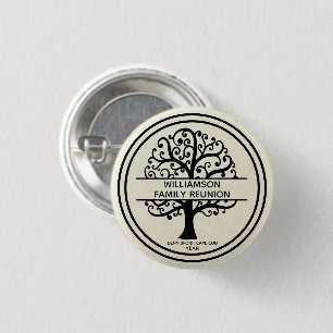 Family Tree Family Reunion Black Modern Drawing Button