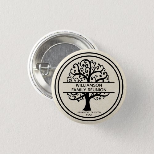 Family Tree Family Reunion Black  Modern Drawing Button