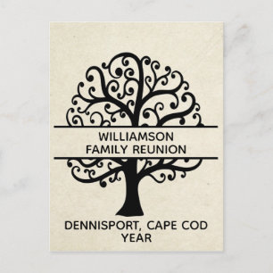 Family Tree Family Reunion Black Modern Drawing Postcard