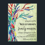 Family Tree Family Reunion Green Invitation Postcard<br><div class="desc">Invite your family for their Family Reunion with this rustic invitation postcard.
It features a colorful mosaic family tree on a green background.
Easily customizable.
To edit further use the design tool to change the font,  the font size,  or color.
Original Mosaic © Michele Davies.</div>