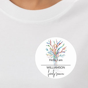 Family Tree Family Reunion Name Tag Sticker