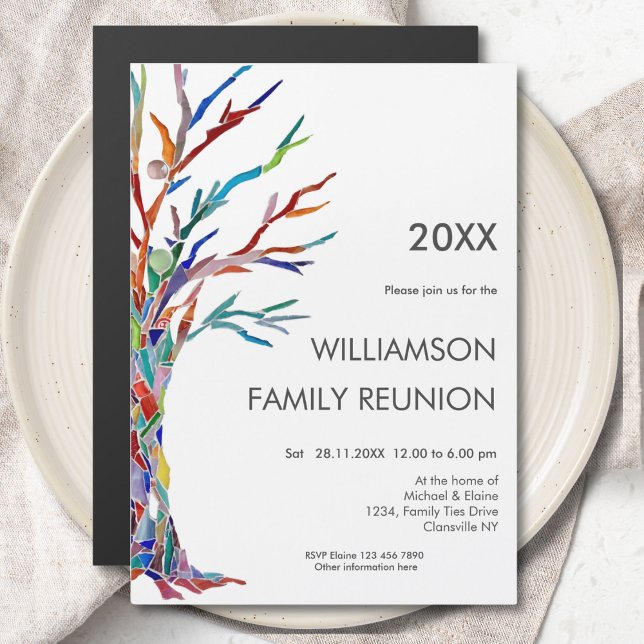 Family Tree Family Reunion Rainbow Family Tree Magnetic Invitation (Creator Uploaded)