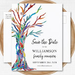 Family Tree Family Reunion Save the Date Announcement Postcard<br><div class="desc">Ask your family to Save the Date for their Family Reunion with this stylish postcard. It features a colorful family tree which was originally made in glass mosaic. Easily customizable with your details. Use the Customize Further option to change the text size, style, or color if you wish. Because we...</div>