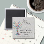 Family Tree Family Reunion Save The Date  Magnet<br><div class="desc">Invite your family to Save the Date for their Family Reunion with this magnet. It features a colorful mosaic family tree on a gray background. Easily customizable. Use the Design Tool to change the text size, style, or color. Because we create our artwork you won't find this exact image from...</div>