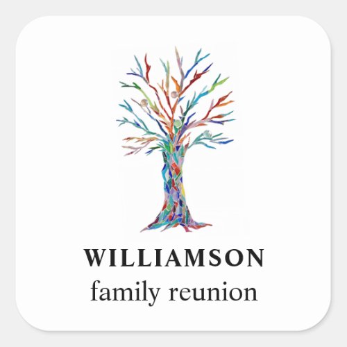 Family Tree Family Reunion Square Sticker