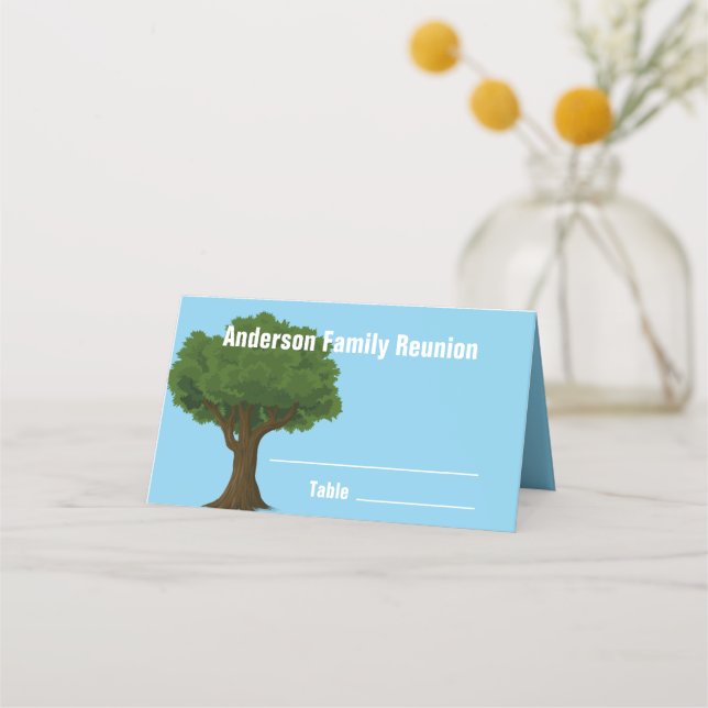 Family Tree Family Reunion White Text Name Place Card (Front)