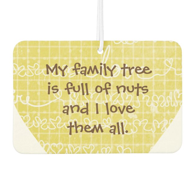 Family Tree Full of Nuts Love Heart Car Freshener (Front)