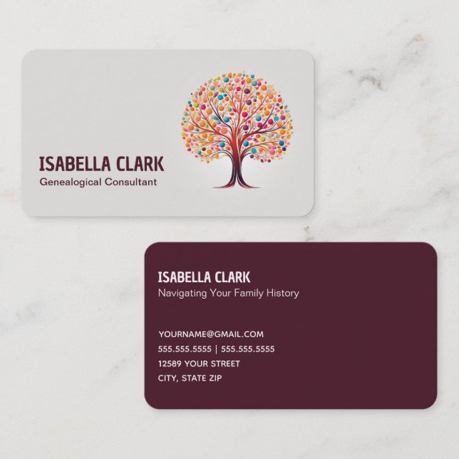 Family Tree Genealogist Business Card (Front/Back)