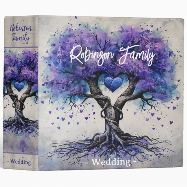 Family Tree Genealogy Album Purple Tree 3 Ring Binder (Front/Spine)