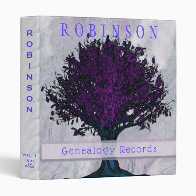 Family Tree Genealogy Album Purple Tree 3 Ring Binder (Front/Spine)