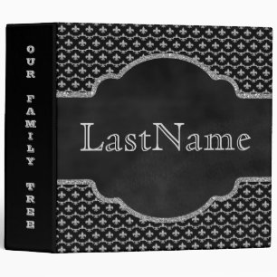Family Tree Genealogy Custom Silver Fleur de Lis Binder