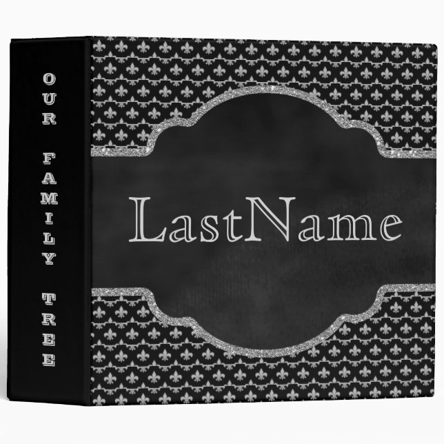 Family Tree Genealogy Custom | Silver Fleur de Lis Binder (Front/Spine)