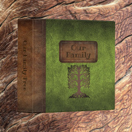 Family Tree Genealogy Faux Leather Green Binder