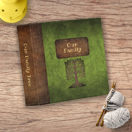 Family Tree Genealogy Faux Leather Green/Gold 3 Ring Binder