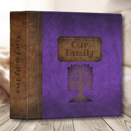 Family Tree Genealogy Faux Leather Purple 3 Ring Binder
