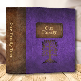 Family Tree Genealogy Faux Leather Purple/Gold 3 Ring Binder