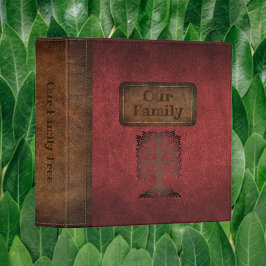 Family Tree Genealogy Faux Leather Red Binder