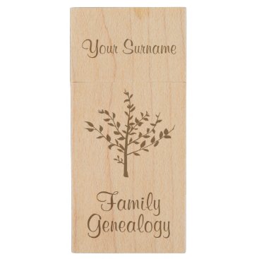 Family Tree Genealogy Files Wood Flash Drive