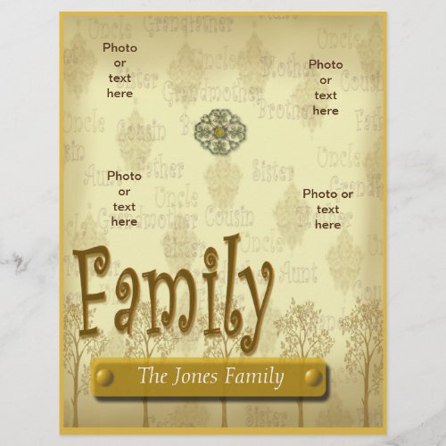 Family Tree Genealogy flyer or scrapbook template