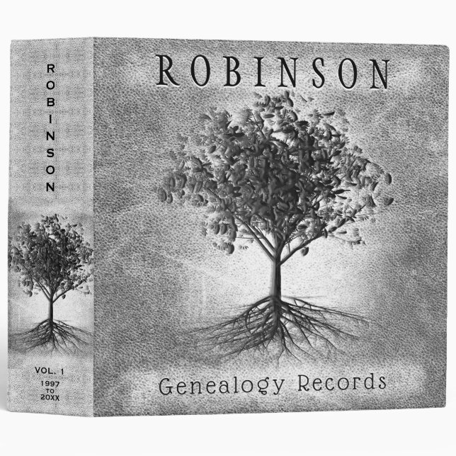 Family Tree Genealogy Gray Album 3 Ring Binder (Front/Spine)