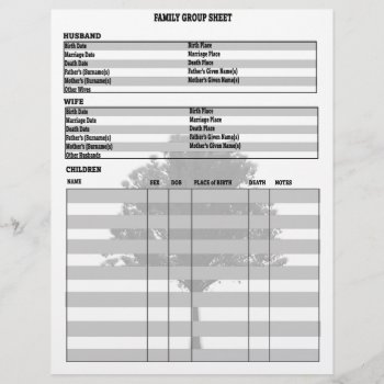 Family Tree Genealogy Group Sheet by thetreeoflife at Zazzle