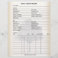 Family Tree Genealogy Group Sheet