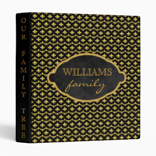 Family Tree Genealogy Monogram Gold Fleur de Lis Binder