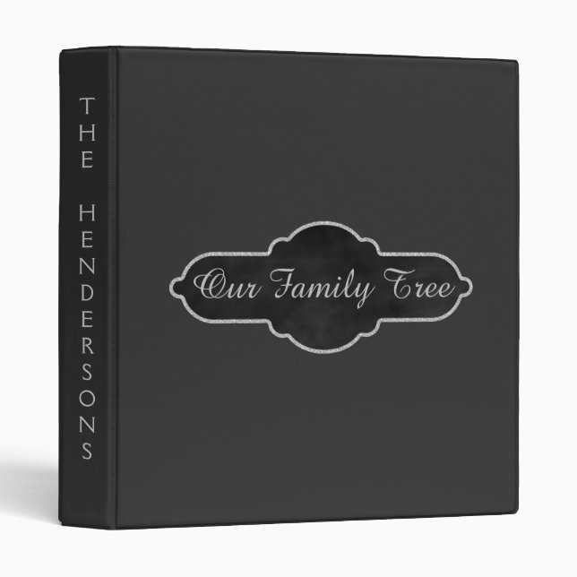 Family Tree Genealogy | Vintage Chalkboard Silver Binder (Front/Spine)