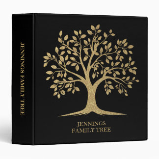 Family Tree Genealogy Vintage Gold Black 3 Ring Binder