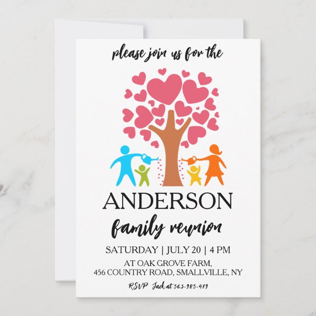 family tree get together family reunion invitation (Front)
