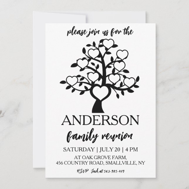 family tree get together family reunion invitation (Front)