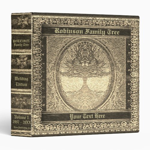 Family Tree  Gold Antique Looking Book 3 Ring Binder