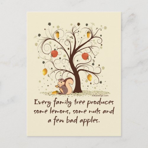 Family Tree Humor Brown Postcard