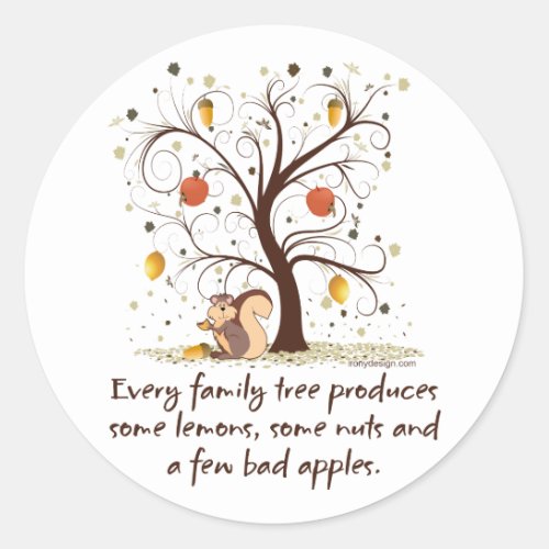 Family Tree Humor Classic Round Sticker