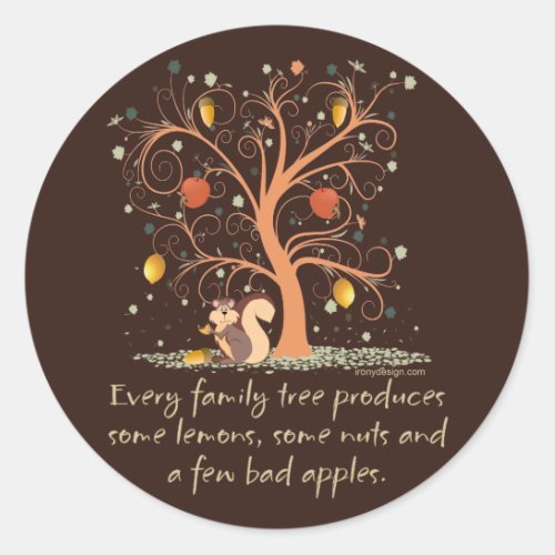 Family Tree Humor Classic Round Sticker