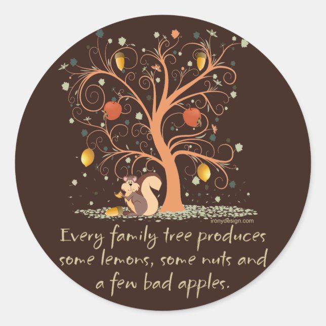 Family Tree Humor Classic Round Sticker (Front)