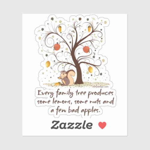 Family Tree Humor Contour Cut Sticker