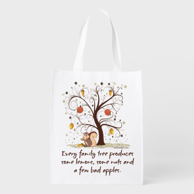 Family Tree Humor Grocery Bag (Back)