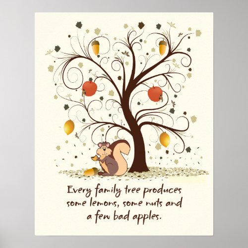Family Tree Humor Quote Beige Poster