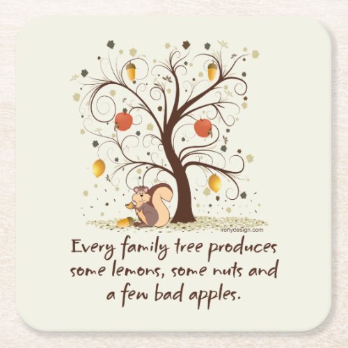 Family Tree Humor Square Paper Coaster