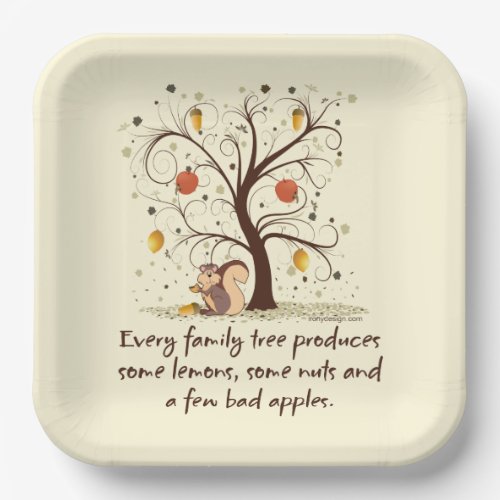 Family Tree Humor Square Paper Plates