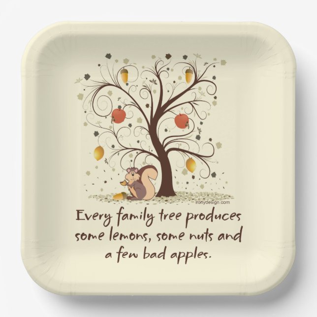 Family Tree Humor Square Paper Plates (Front)