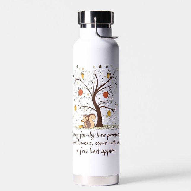 Family Tree Humor Stainless Steel Water Bottle (Left)