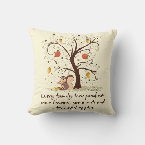 Family Tree Humor Throw Pillow